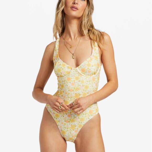 Billabong | Ain’t She Sweet | Yellow Floral One Piece Swimsuit - Picture 1 of 6
